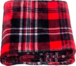 All Season Plaid Red/Grey Flannel Fleece Throw Blanket For Bed,, 60 X 80 Inches. - £27.41 GBP