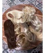 Lot Of Synthetic Hair - Claw Clip Ins, Drawstring, And Pieces - 7 Total - $31.36 CAD