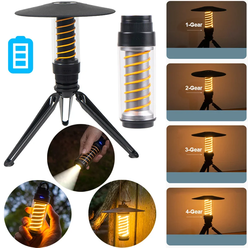 Camping Light Outdoor Portable LED Flashlight 4 Lighting Modes Rechargeable - £19.54 GBP+