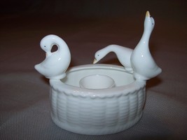 Bone China  Ducks On Fountain Drinking Water Candle Stick Holder - $6.95