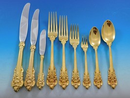 Golden Grande Baroque by Wallace Sterling Silver Flatware Set Dinner 72 pcs Gold - £5,459.38 GBP