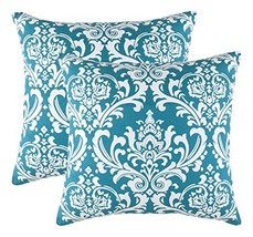 TreeWool (Pack of 2) Decorative Throw Pillow Covers Damask Accent in 100% Cotton - £11.48 GBP