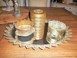 VTG Boudoir Mirror-Angel Jewelry/Trinket Box-TP Roll Holder &amp; Powder/Ring Bowl - £35.14 GBP