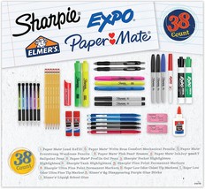 School Supply Variety Pack, 38 Count, With Sharpie, Expo, Paper Mate,, And More. - £27.93 GBP