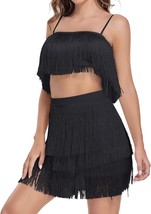 Tassel Crop Top Mini Skirt Set - $45.19