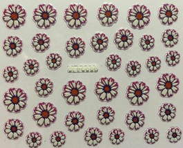 Nail Art 3D Decal Stickers Pretty White Flowers with Purple Accents BLE668D - £2.41 GBP
