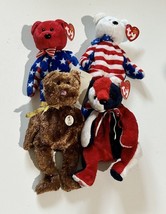 TY BEANIE BABIES BEARS LOT OF 4 RETIRED PATRIOTIC USA  Liberty - $9.79