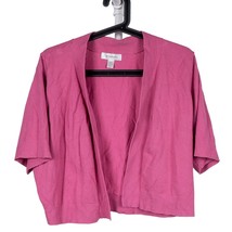 dressbarn Cardigan Sweater 14 16 Womans Short Sleeve Purple Pink Cotton Stretch - $17.68