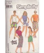 SIMPLICITY PATTERN 7501 SIZE SMALL  UNISEX SURFERS SHORTS IN 3 LENGTHS - £2.35 GBP