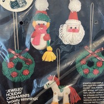 Bucilla Jeweled Holiday Ornaments Kit 48785 Woolly Trimmings Christmas Set Of 5 - $15.85
