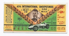 1963 Indianapolis 500 Mile Race Ticket Stub Indy - £70.99 GBP