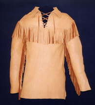 Old American Buckskin Shirt Western Wear Mountain Man Fringed Pullover S... - $78.87+