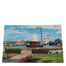 Postcard Fountain In Government Park Freighter Mac Arthur Lock Chrome Unposted - £4.78 GBP