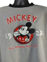 DISNEY Classic Mickey Mouse 1928 Nice Guy Embroidered Gray Fleece Sweats... - £18.20 GBP