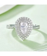 2 Ctw Pear Lab Created Diamond 14K White Gold Plated Double Halo Engagement Ring - €101,54 EUR