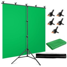 Green Screen Backdrop Kit With Stand 5Ft X 6.5Ft, Green Backdrop Stand W... - £51.77 GBP