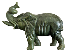 Impressive Antique Carved Green Spinach Jade Elephant Sculpture - $1,484.01