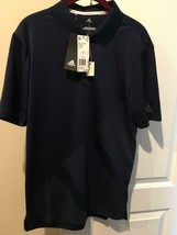 $65 Men&#39;s Adidas Golf Bold 3 Stripes Navy Blue UPF50 Uv Protection Polo Shirt S - £23.45 GBP