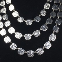 Women&#39;s  Silver Tone Hammered Modernist Statement Fashion Necklace 17&quot;-19&quot; - £14.16 GBP