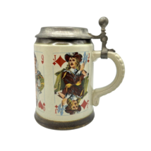 Marzi &amp; Remy Stoneware Lidded 0.5 L Beer Stein Playing Cards German Orig... - $28.01
