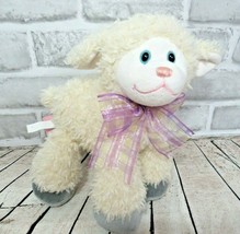 First and Main plush sheep lamb 2534 Feleese cream gray feet blue eyes plaid bow - £7.80 GBP