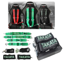 TAKATA Black Racing Seat Belt Harness 4 Point 3&quot; Snap On Camlock Universal - £73.93 GBP