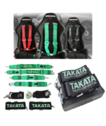 TAKATA Black Racing Seat Belt Harness 4 Point 3&quot; Snap On Camlock Universal - £75.49 GBP