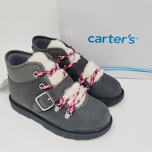 Carter&#39;s Unisex Child Ankle Boots Sz 11 M Martina Casual Winter Shoes Gray Fur - £15.08 GBP