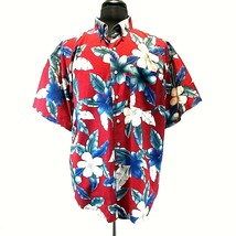 Chaps Casual Short Sleeve Shirt Mens Large Hawaiian Vacation Camp Red Relaxed - £11.16 GBP