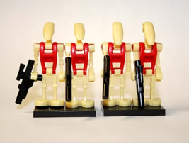 Minifigure Custom Toy Figure Battle Droid Red pack of 4 Star Wars - £5.01 GBP