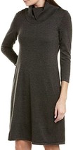 NWT NINE WEST Women&#39;s Cowl Neck Fit and Flare Knit Dress Charcoal Heather Size M - £18.49 GBP