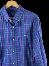 Vineyard Vines Whale Shirt Mens Size Large Blue Plaid Check Button Down Cotton - $55.85