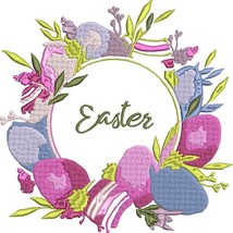 Wreath eggs for Machine Embroidery, Easter Border Pattern Instant Downlo... - £2.38 GBP