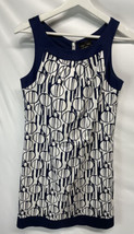 Max &amp; Cleo Shift Dress Blue White Halter Sleeveless Stretch Cotton Lined 6 - £21.00 GBP
