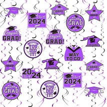 31 Pieces Graduation Decorations Class Of 2024, Graduation Hanging Swirl Congrat - £14.87 GBP