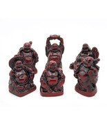 SET OF 6 HAPPY BUDDHA STATUES 2&quot; Red Color Resin Hotei Fat Laughing Feng... - $148.82 MXN