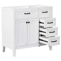 36&quot; White Bathroom Vanity Base w/ Drawers - £193.31 GBP