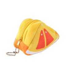 Fruit Coin Change Cosmetic Plush Purse with Key Chain - New - Orange - £10.21 GBP