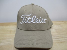 Titleist New Era Embroidered Flex Fit Large/XLarge Tan Beige Hat Cap Golf - £5.35 GBP