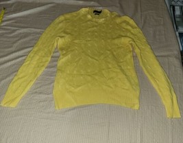  Polo Ralph Lauren XL 100 % Cashmere Cable Knit Light Yellow Crew Neck - £67.49 GBP