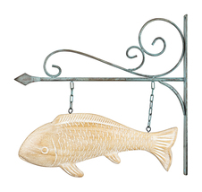 Melrose Decorative Hanging Fish Plaque 14.75&quot;L X 14&quot;H Wood/Iron - $41.58