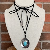 New Boutique Faux Leather Tie Choker Necklace Western Charms Boot Turquo... - $24.99