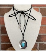 New Boutique Faux Leather Tie Choker Necklace Western Charms Boot Turquo... - $34.17 CAD