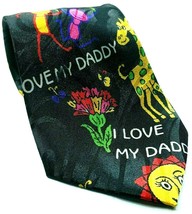 Fathers Day I Love My Daddy Flowers Balloons Polyester Novelty Tie - $16.83