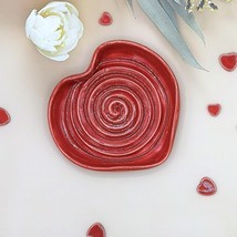 Heart Shaped Trinket Bowl For Jewelry, Ceramic Soap Bar Saver Dish, Ring Dish - £31.97 GBP