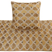 Autumn Bloom - Cotton Embroidery Beige &amp; Yellow Gold Decorative Bed Runn... - €67,44 EUR+
