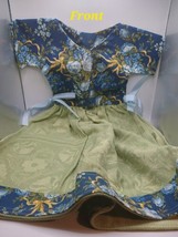 KITCHEN Handmade Towel Dress Blue/Yellow/Green Floral With Border - £21.70 GBP