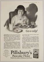 1926 Print Ad Pillsbury&#39;s Pancake Flour Happy Girl Eats Breakfast Minneapolis,MN - £10.77 GBP