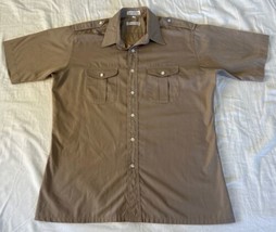 Christian Dior Vintage Men’s Button Up Short Sleeve Shirt Large Military Style - $37.99