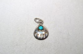 Vintage Sterling Silver Navajo Turquoise Shadowbox Necklace Pendant K648 - £38.63 GBP